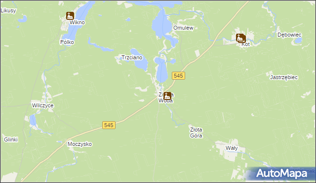 mapa Zimna Woda gmina Nidzica, Zimna Woda gmina Nidzica na mapie Targeo