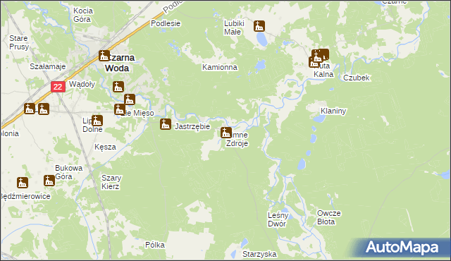 mapa Zimne Zdroje gmina Osieczna, Zimne Zdroje gmina Osieczna na mapie Targeo