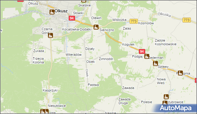 mapa Zimnodół, Zimnodół na mapie Targeo