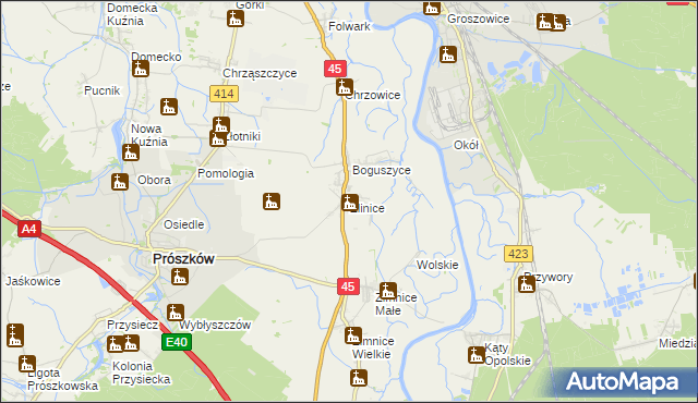 mapa Źlinice, Źlinice na mapie Targeo