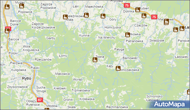 mapa Złotne, Złotne na mapie Targeo