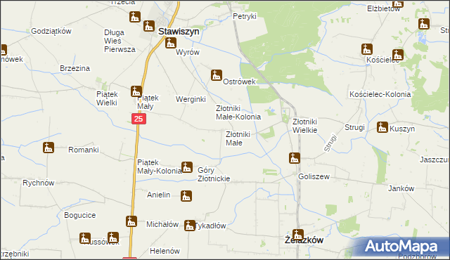 mapa Złotniki Małe, Złotniki Małe na mapie Targeo