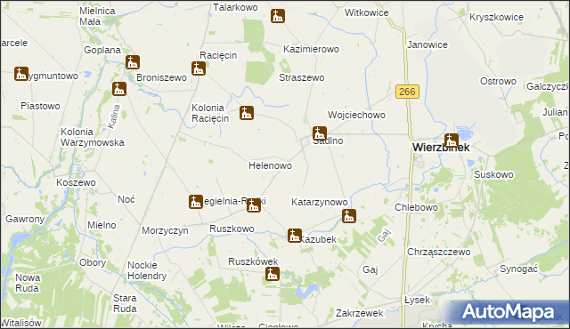 mapa Złotowo gmina Wierzbinek, Złotowo gmina Wierzbinek na mapie Targeo