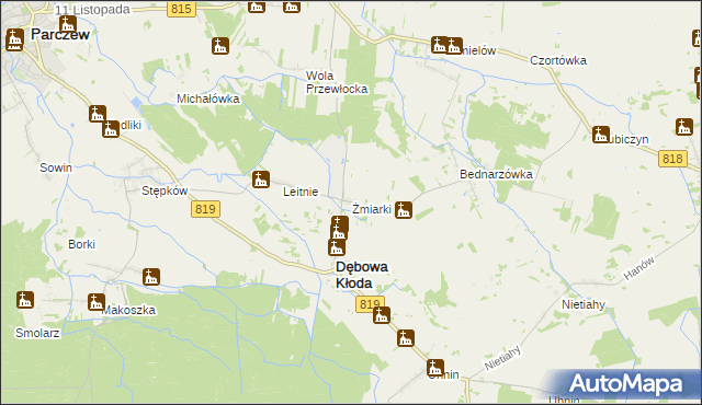 mapa Żmiarki, Żmiarki na mapie Targeo