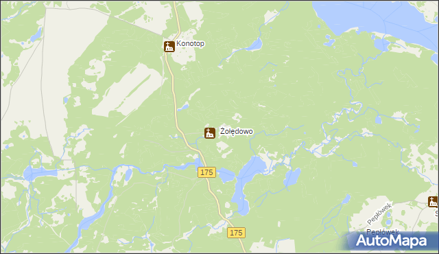 mapa Żołędowo gmina Drawsko Pomorskie, Żołędowo gmina Drawsko Pomorskie na mapie Targeo
