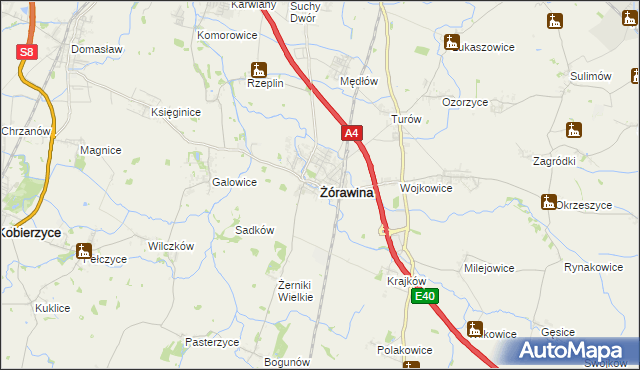 mapa Żórawina, Żórawina na mapie Targeo
