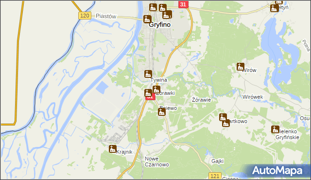 mapa Żórawki, Żórawki na mapie Targeo