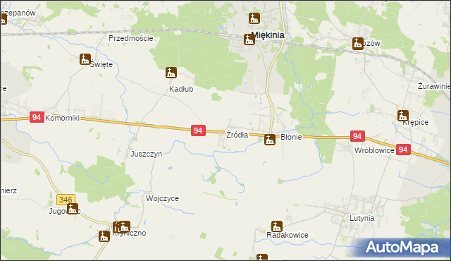 mapa Źródła gmina Miękinia, Źródła gmina Miękinia na mapie Targeo