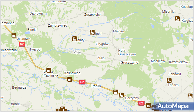 mapa Żulin gmina Stoczek, Żulin gmina Stoczek na mapie Targeo