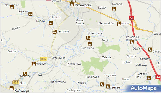 mapa Żurawiczki, Żurawiczki na mapie Targeo