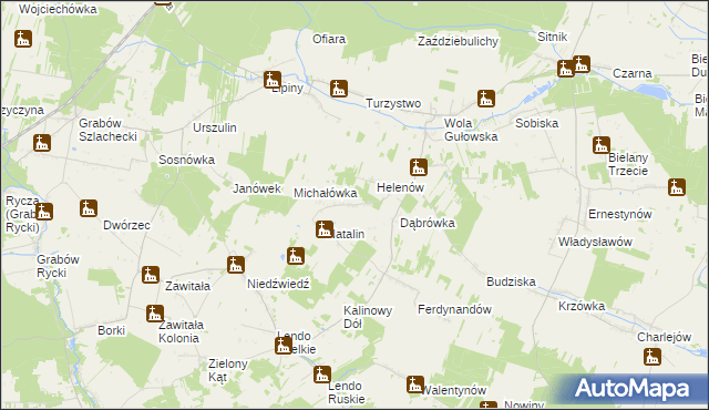 mapa Żurawiec gmina Adamów, Żurawiec gmina Adamów na mapie Targeo