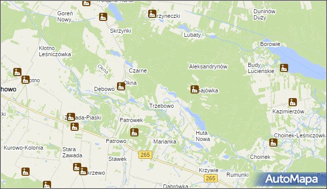 mapa Zuzinów, Zuzinów na mapie Targeo