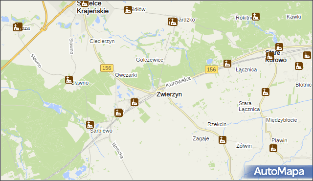 mapa Zwierzyn powiat strzelecko-drezdenecki, Zwierzyn powiat strzelecko-drezdenecki na mapie Targeo