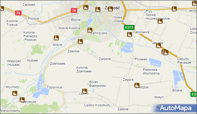 mapa Zwódne, Zwódne na mapie Targeo