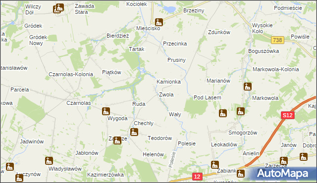 mapa Zwola gmina Gniewoszów, Zwola gmina Gniewoszów na mapie Targeo