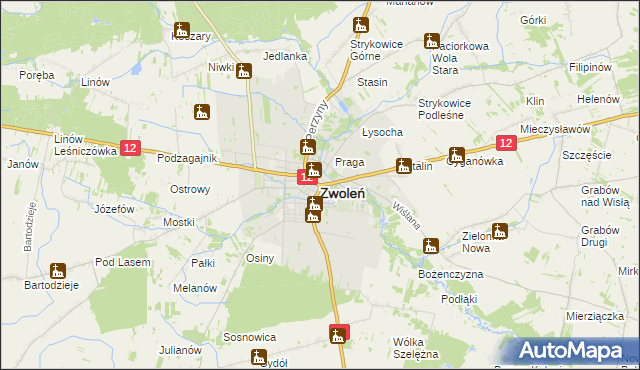 mapa Zwoleń, Zwoleń na mapie Targeo