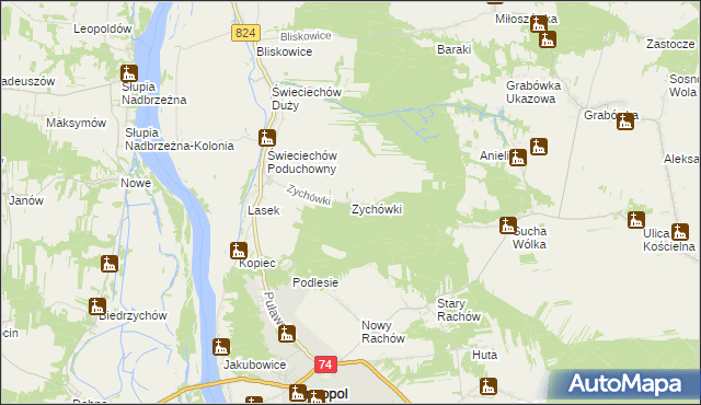 mapa Zychówki, Zychówki na mapie Targeo