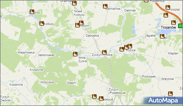 mapa Życzyn, Życzyn na mapie Targeo