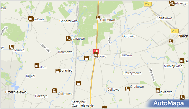 mapa Żydowo gmina Czerniejewo, Żydowo gmina Czerniejewo na mapie Targeo