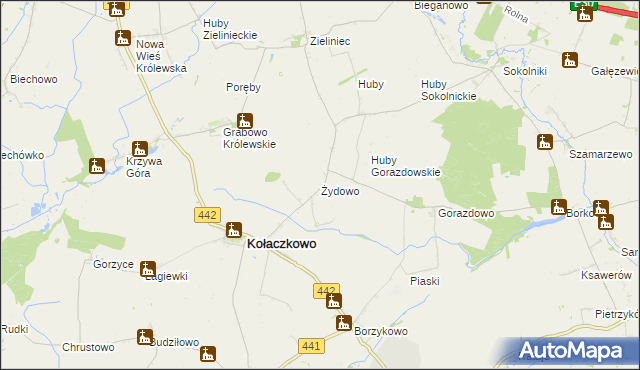 mapa Żydowo gmina Kołaczkowo, Żydowo gmina Kołaczkowo na mapie Targeo