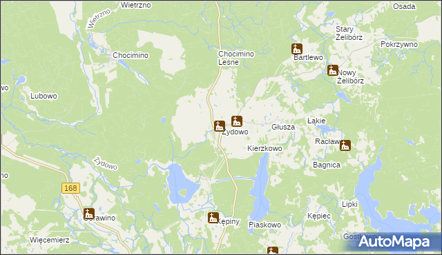 mapa Żydowo gmina Polanów, Żydowo gmina Polanów na mapie Targeo