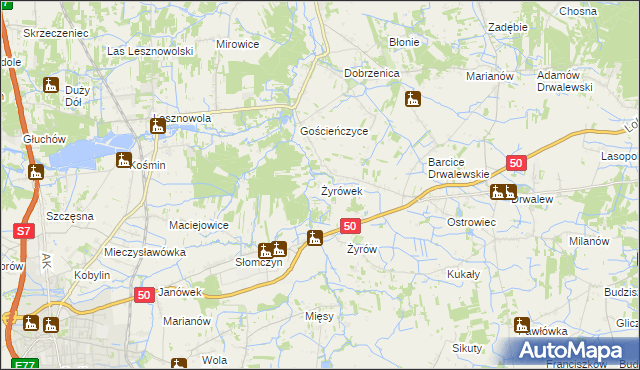 mapa Żyrówek, Żyrówek na mapie Targeo