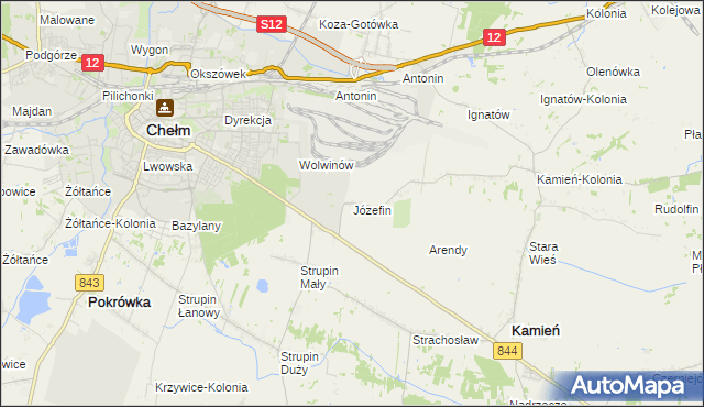 mapa Józefin gmina Kamień, Józefin gmina Kamień na mapie Targeo
