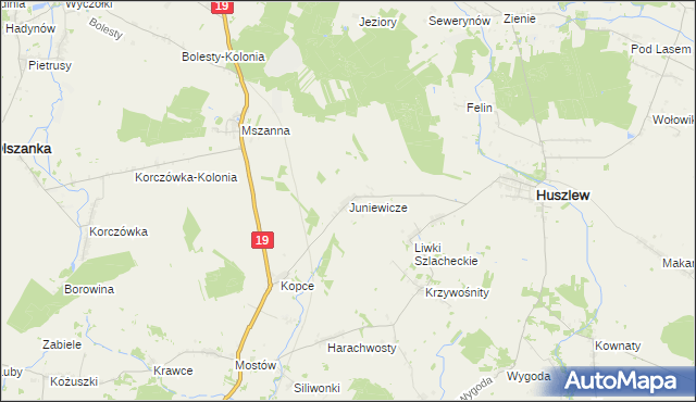 mapa Juniewicze, Juniewicze na mapie Targeo
