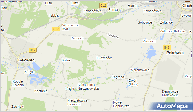 mapa Ludwinów gmina Chełm, Ludwinów gmina Chełm na mapie Targeo