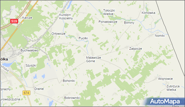 mapa Malawicze Dolne, Malawicze Dolne na mapie Targeo