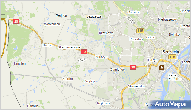 mapa Mierzyn gmina Dobra (Szczecińska), Mierzyn gmina Dobra (Szczecińska) na mapie Targeo