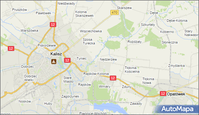 mapa Nędzerzew gmina Opatówek, Nędzerzew gmina Opatówek na mapie Targeo