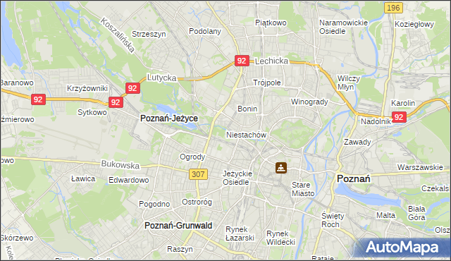 mapa Niestachów gmina Poznań, Niestachów gmina Poznań na mapie Targeo