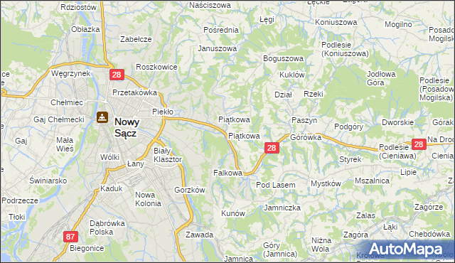 mapa Piątkowa gmina Chełmiec, Piątkowa gmina Chełmiec na mapie Targeo