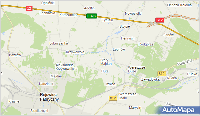 mapa Stary Majdan gmina Rejowiec, Stary Majdan gmina Rejowiec na mapie Targeo