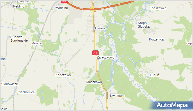 mapa Zajączkowo gmina Kobylnica, Zajączkowo gmina Kobylnica na mapie Targeo