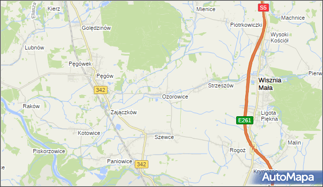 mapa Ozorowice, Ozorowice na mapie Targeo