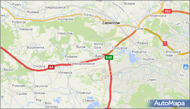 mapa Balice gmina Zabierzów, Balice gmina Zabierzów na mapie Targeo