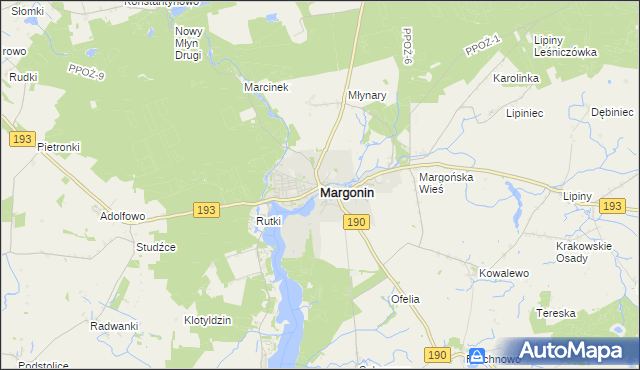 mapa Margonin, Margonin na mapie Targeo
