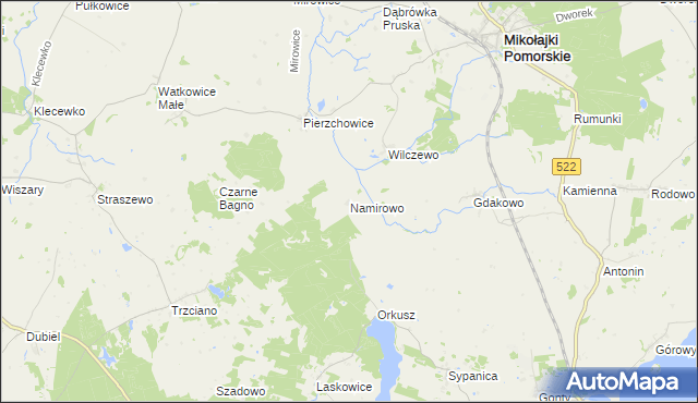 mapa Namirowo, Namirowo na mapie Targeo