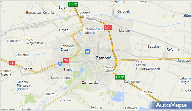 mapa Zamościa, Zamość na mapie Targeo