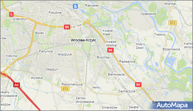 mapa Brochów gmina Wrocław, Brochów gmina Wrocław na mapie Targeo
