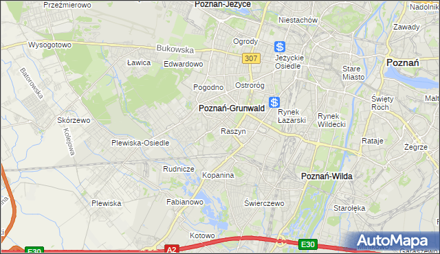 mapa Raszyn gmina Poznań, Raszyn gmina Poznań na mapie Targeo