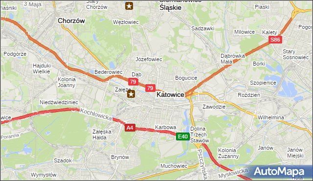 mapa Katowic, Katowice na mapie Targeo
