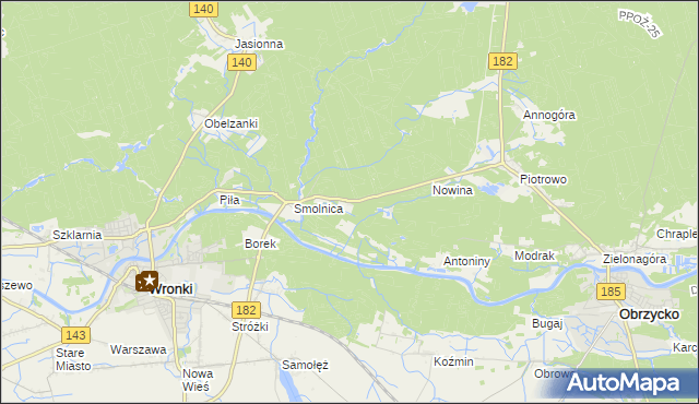 mapa Nowy Kraków gmina Wronki, Nowy Kraków gmina Wronki na mapie Targeo