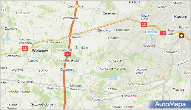 mapa Podkończyce, Podkończyce na mapie Targeo