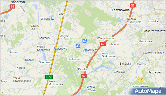 mapa Antoninów gmina Piaseczno, Antoninów gmina Piaseczno na mapie Targeo