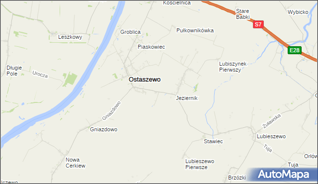 mapa Komarówka gmina Ostaszewo, Komarówka gmina Ostaszewo na mapie Targeo