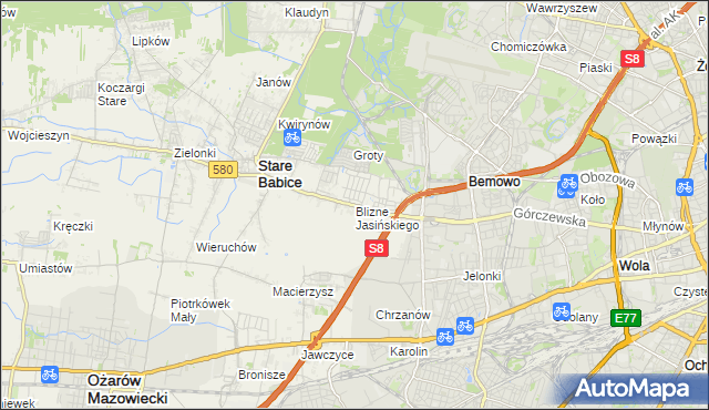mapa Blizne Jasińskiego, Blizne Jasińskiego na mapie Targeo