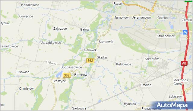mapa Skałka gmina Kąty Wrocławskie, Skałka gmina Kąty Wrocławskie na mapie Targeo